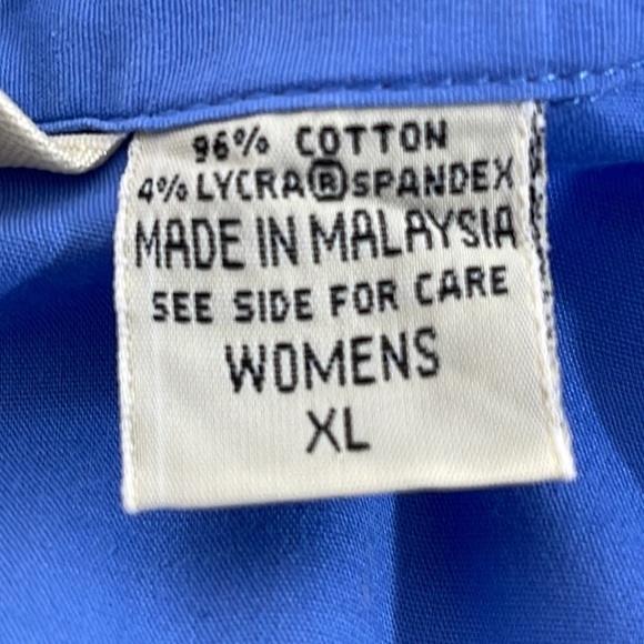 EDDIE BAUER Blue Button Front 3/4 Sleeves Collared Stretch Blouse Top Size XL - Picture 5 of 5